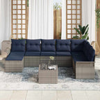Gartensofa-set mit Kissen 9 pcs Grau Poly-Rattan