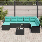 Gartensofa-set mit Kissen 9 pcs Schwarz Poly-Rattan