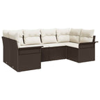 Gartensofa-set mit Kissen 6 pcs Braun Poly-Rattan