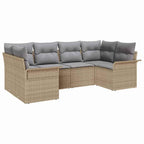 Gartensofa-set mit Kissen 6 pcs Beige Poly-Rattan