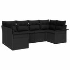 Gartensofa-set mit Kissen 6 pcs Schwarz Poly-Rattan