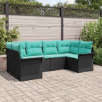 Garten-Sofa-Set mit Kissen 6 pcs Schwarz Poly Rattan