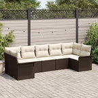 Gartensofa-set mit Kissen 7 pcs Braun Poly-Rattan