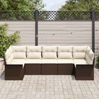 Gartensofa-set mit Kissen 7 pcs Braun Poly-Rattan