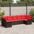 Garten-Sofa-Set mit Kissen 7 pcs Braun Poly Rattan