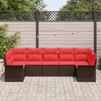 Garten-Sofa-Set mit Kissen 7 pcs Braun Poly Rattan