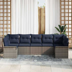 Garten-Sofa-Set mit Kissen 7 pcs Grau Poly Rattan