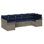 Garten-Sofa-Set mit Kissen 7 pcs Grau Poly Rattan