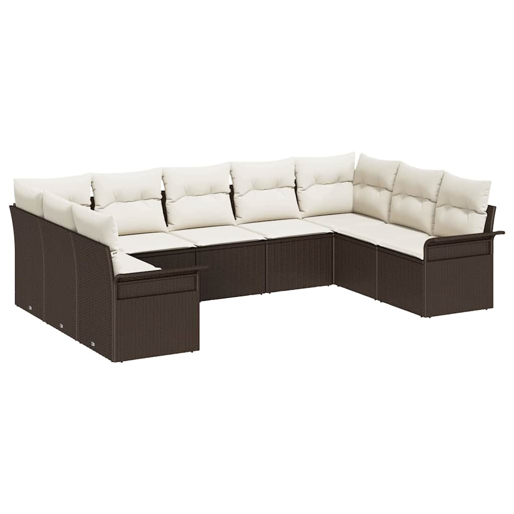 Gartensofa-set mit Kissen Braun Poly-Rattan