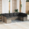 Gartensofa-set mit Kissen Grau Poly-Rattan