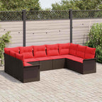 Gartensofa-set mit Kissen 9 pcs Braun Poly-Rattan