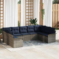 Gartensofa-set mit Kissen 9 pcs Grau Poly-Rattan