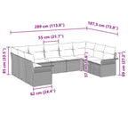 Gartensofa-set mit Kissen 9 pcs Grau Poly-Rattan