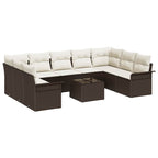 Gartensofa-set mit Kissen 10 pcs Braun Poly-Rattan