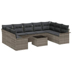 Gartensofa-set mit Kissen 10 pcs Grau Poly-Rattan