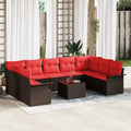 Gartensofa-set mit Kissen 10 pcs Braun Poly-Rattan
