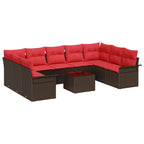 Gartensofa-set mit Kissen 10 pcs Braun Poly-Rattan