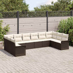 Gartensofa-set mit Kissen 10 pcs Braun Poly-Rattan