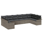 Gartensofa-set mit Kissen 10 pcs Grau Poly-Rattan