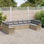 Gartensofa-set mit Kissen 10 pcs Beige Poly-Rattan