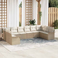Gartensofa-set mit Kissen 10 pcs Beige Poly-Rattan