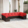 Gartensofa-set mit Kissen 10 pcs Braun Poly-Rattan