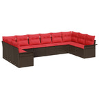 Gartensofa-set mit Kissen 10 pcs Braun Poly-Rattan