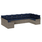 Gartensofa-set mit Kissen 10 pcs Grau Poly-Rattan