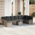 Gartensofa-set mit Kissen 11 pcs Grau Poly-Rattan