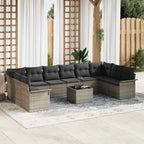 Gartensofa-set mit Kissen 11 pcs Grau Poly-Rattan