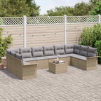 Gartensofa-set mit Kissen 11 pcs Beige Poly-Rattan