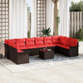 Gartensofa-set mit Kissen 11 pcs Braun Poly-Rattan