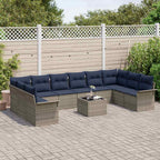 Gartensofa-set mit Kissen 11 pcs Grau Poly-Rattan