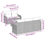 Gartensofa-set Grau Poly-Rattan