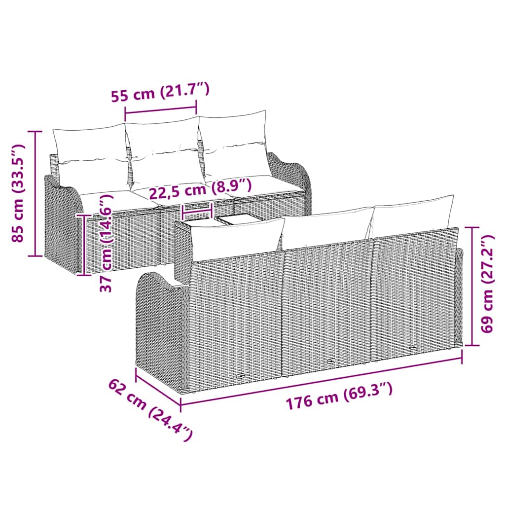 Gartensofa-set Beige 55 x 55 x 37 cm Poly-Rattan