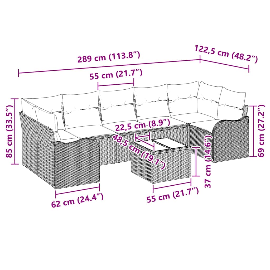 Gartensofa-set Braun 55 x 55 x 37 cm Poly-Rattan
