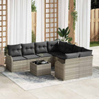 Gartensofa-set mit Kissen 9 pcs Hellgrau Poly-Rattan