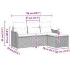 Gartensofa-set mit Kissen mit Speicher 4 pcs Beige Poly-Rattan