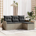 Gartensofa-set mit Kissen 4 pcs Hellgrau Poly-Rattan