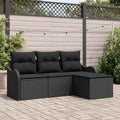 Gartensofa-set mit Kissen 4 pcs Schwarz Poly-Rattan