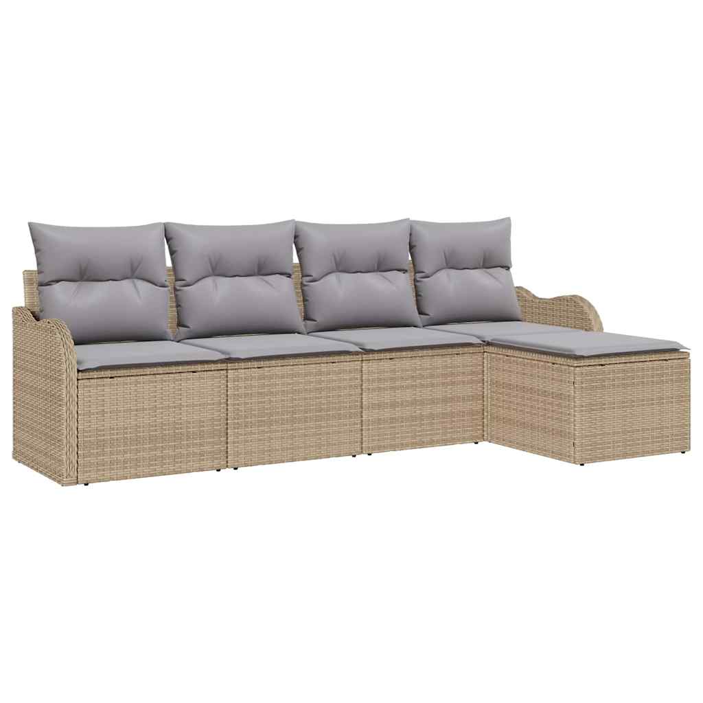 Gartensofa-set 5 pcs Beige Poly-Rattan