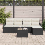 Gartensofa-set 6 pcs Schwarz Poly-Rattan