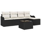 Gartensofa-set 6 pcs Schwarz Poly-Rattan
