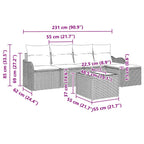 Gartensofa-set 6 pcs Schwarz Poly-Rattan
