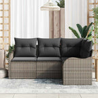 Gartensofa-set 4 pcs Grau Poly-Rattan