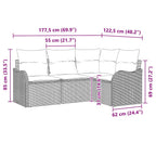 Gartensofa-set 4 pcs Hellgrau Poly-Rattan