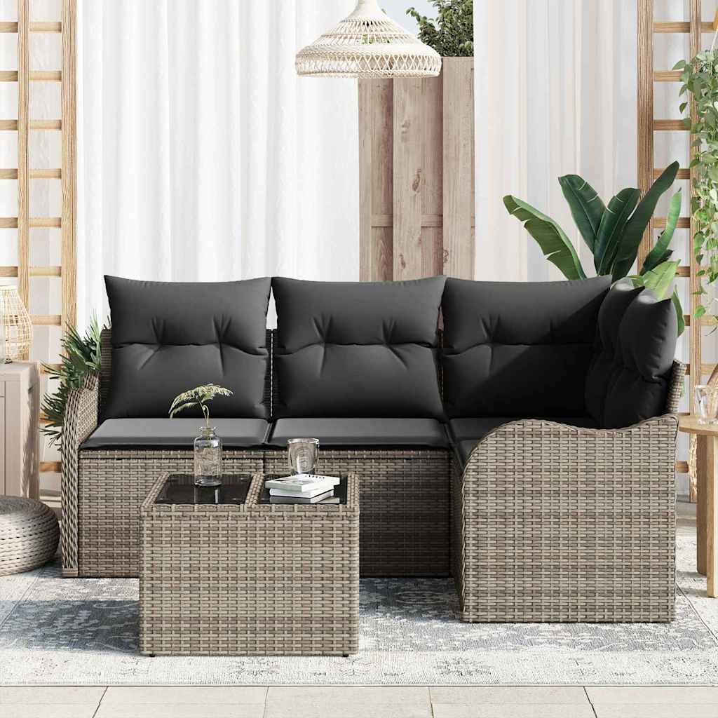 Gartensofa-set Grau Poly-Rattan
