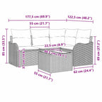 Gartensofa-set Hellgrau Poly-Rattan