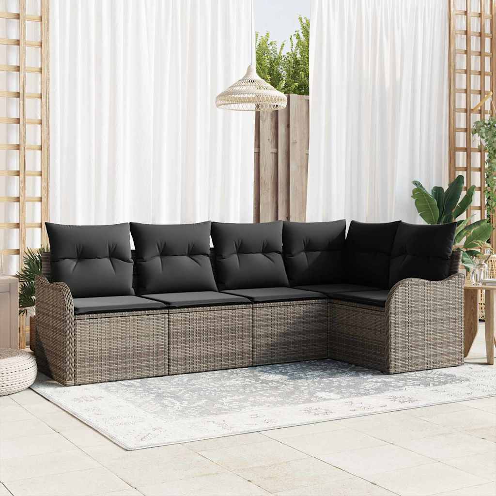 Gartensofa-set Grau Poly-Rattan