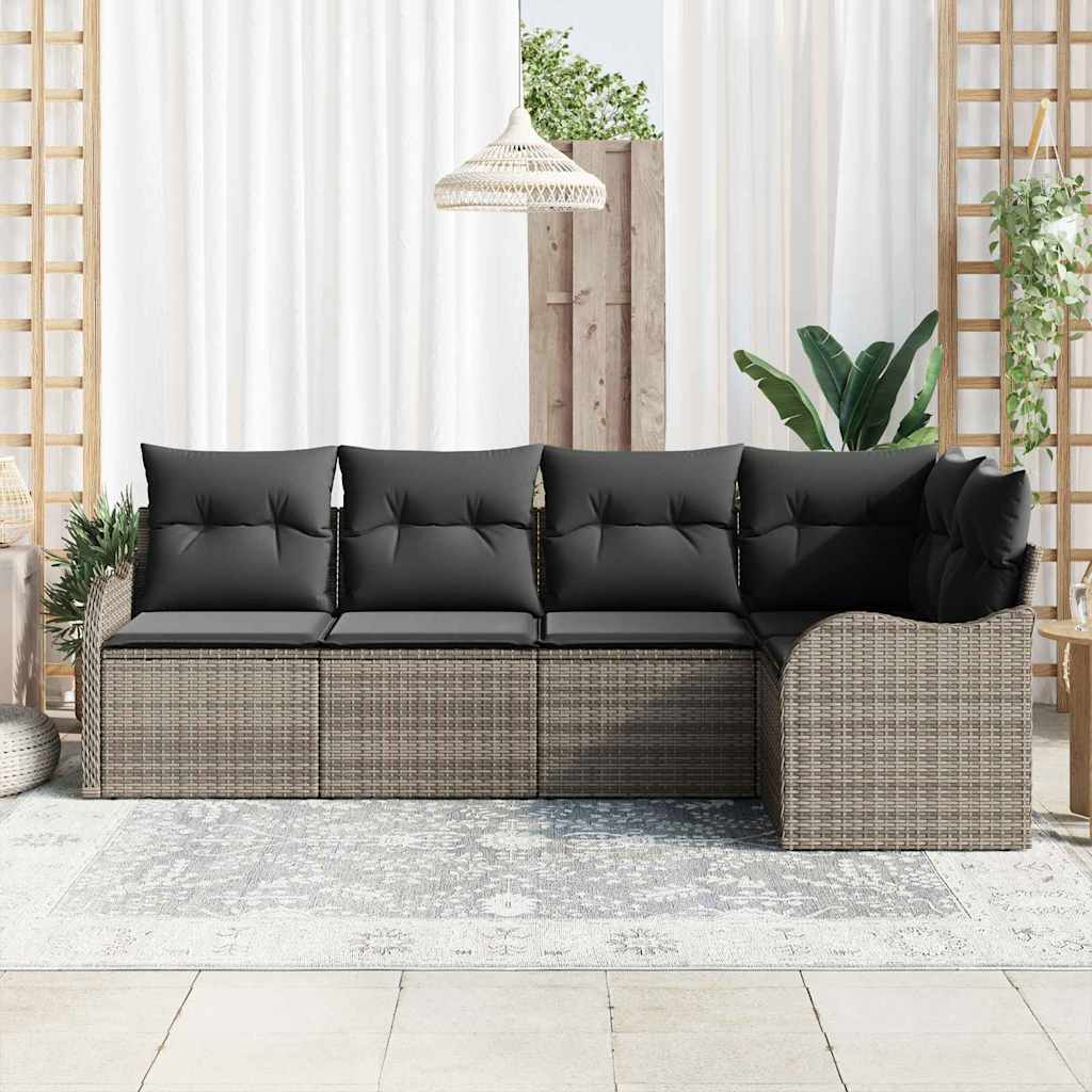 Gartensofa-set Grau Poly-Rattan
